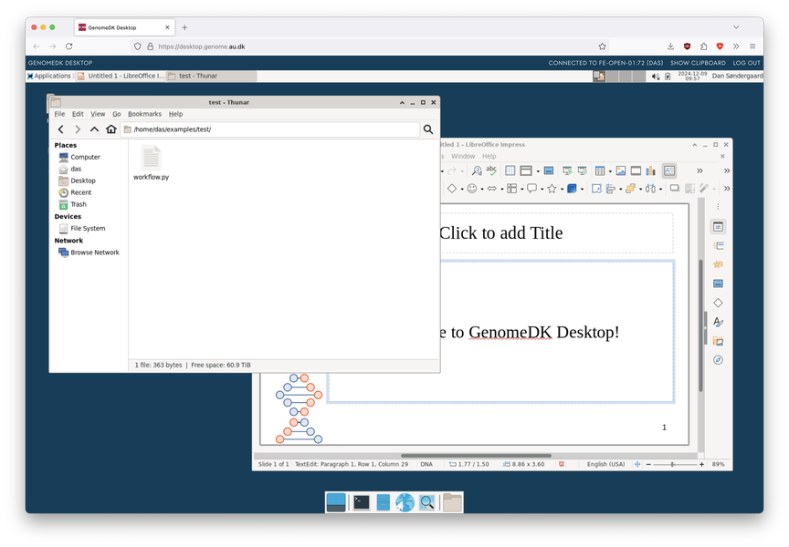 The GenomeDK Desktop running in a browser.